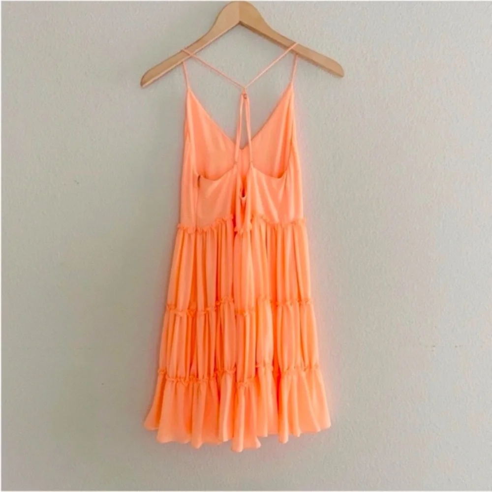 Elizabeth and James Orange V Neckline Strappy Babydoll Dress SZ 4 - Picture 2 of 5
